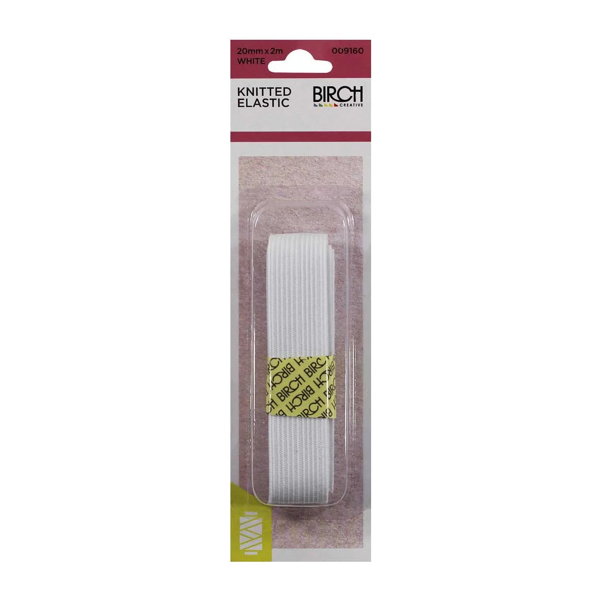 Elastic - Knitted Hank - 20mm x 2m - White