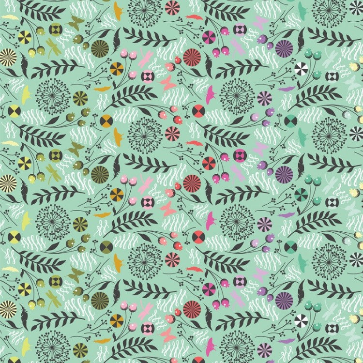 FreeSpirit Tula Pink Prince Charming Déjà Vu Dandelion - Sweetmint