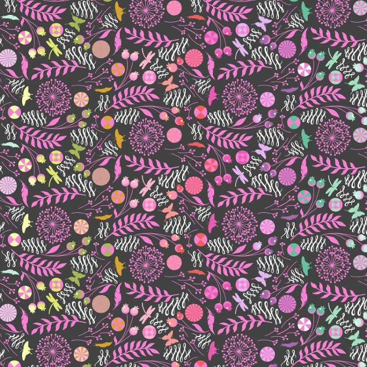 FreeSpirit Tula Pink Prince Charming Déjà Vu Dandelion - Licorice
