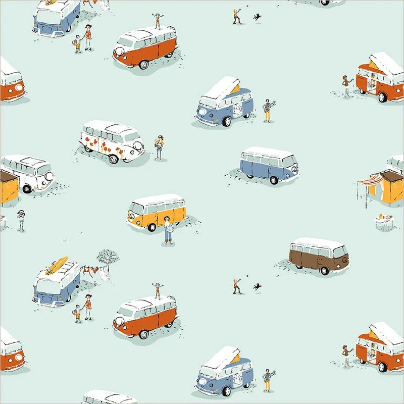 Heather Ross Favourites - Bus in Aqua