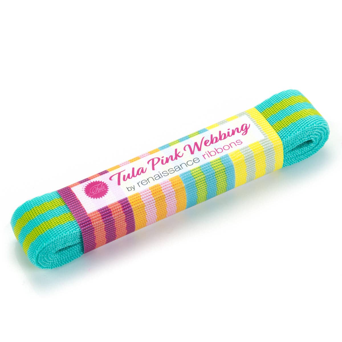 2yd Lime/Turquoise - 1" Nylon Webbing - by Tula Pink