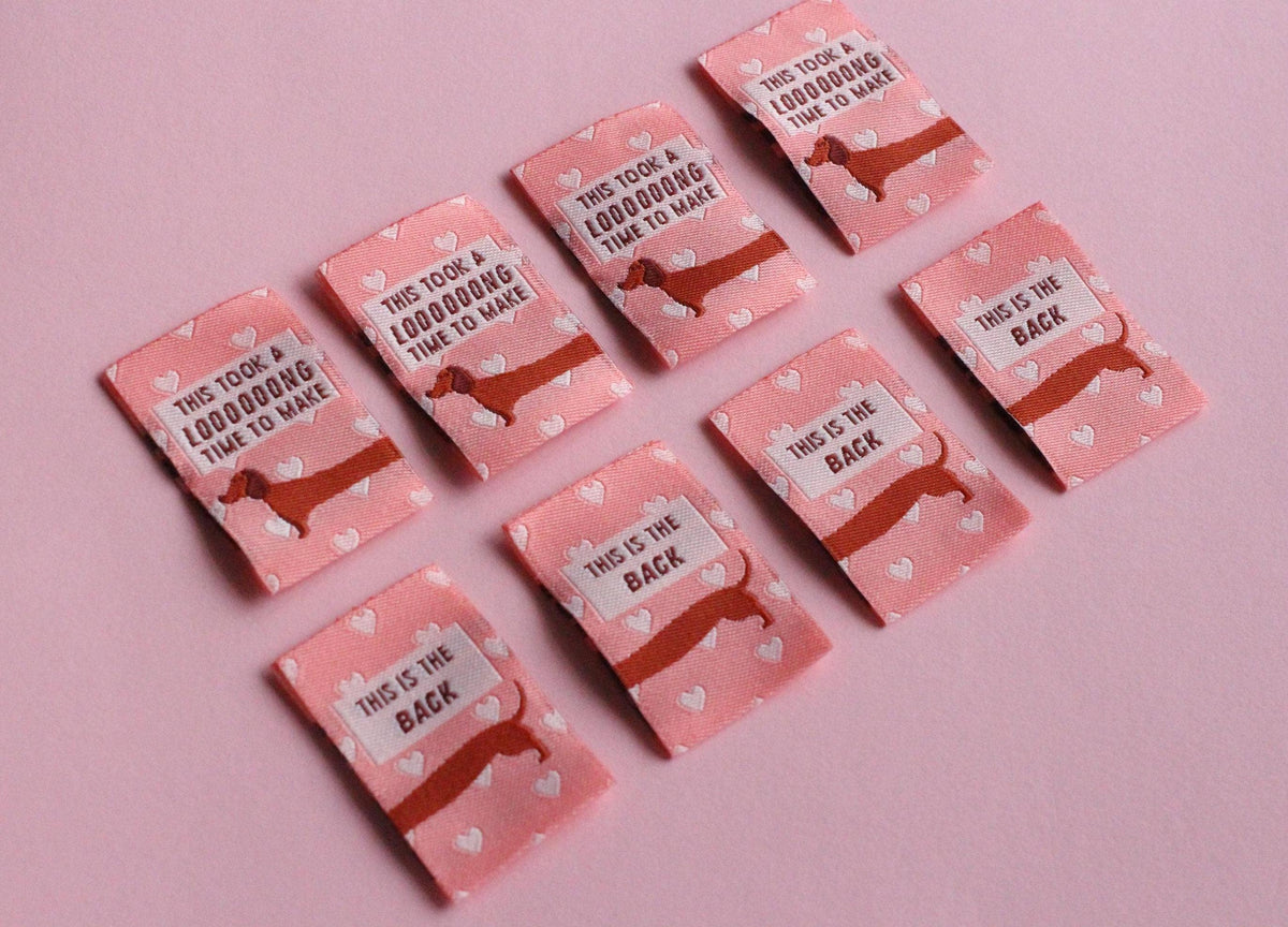 Sausage Dog Labels - Pack of 6 Double Sided Sewing Labels