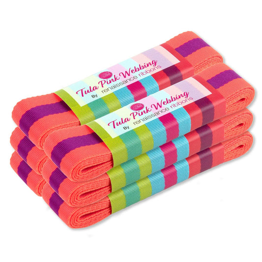 2yd Watermelon and Plum - 1.5" Nylon Webbing - by Tula Pink