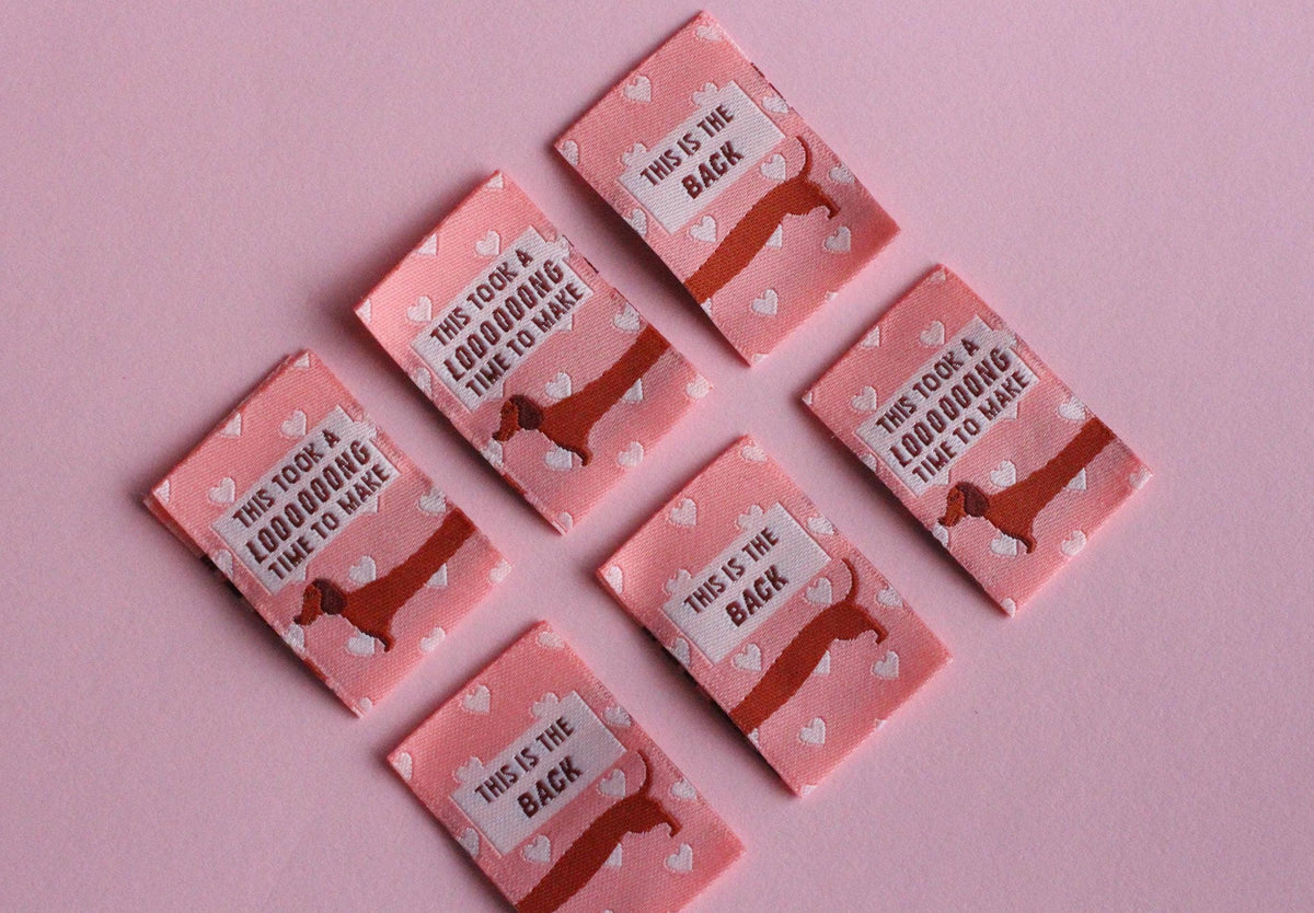 Sausage Dog Labels - Pack of 6 Double Sided Sewing Labels