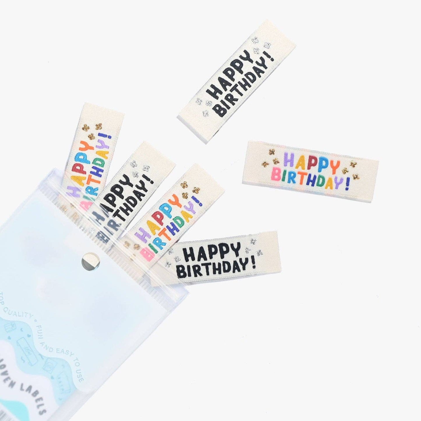Happy Birthday Woven Labels