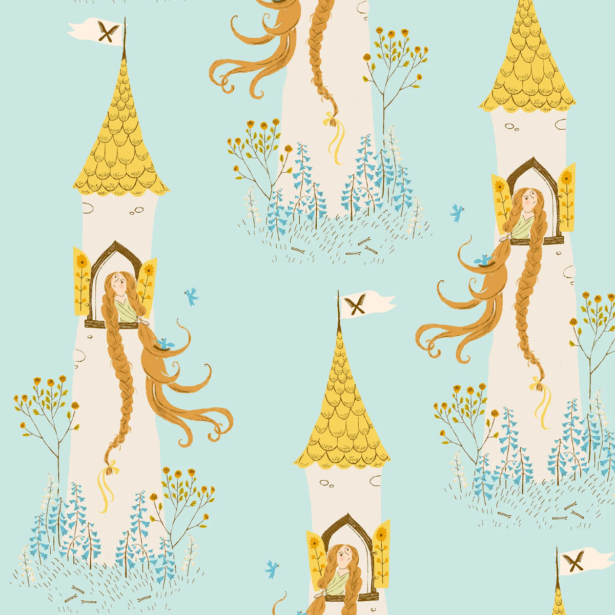 Heather Ross Favourites - Rapunzel in Aqua