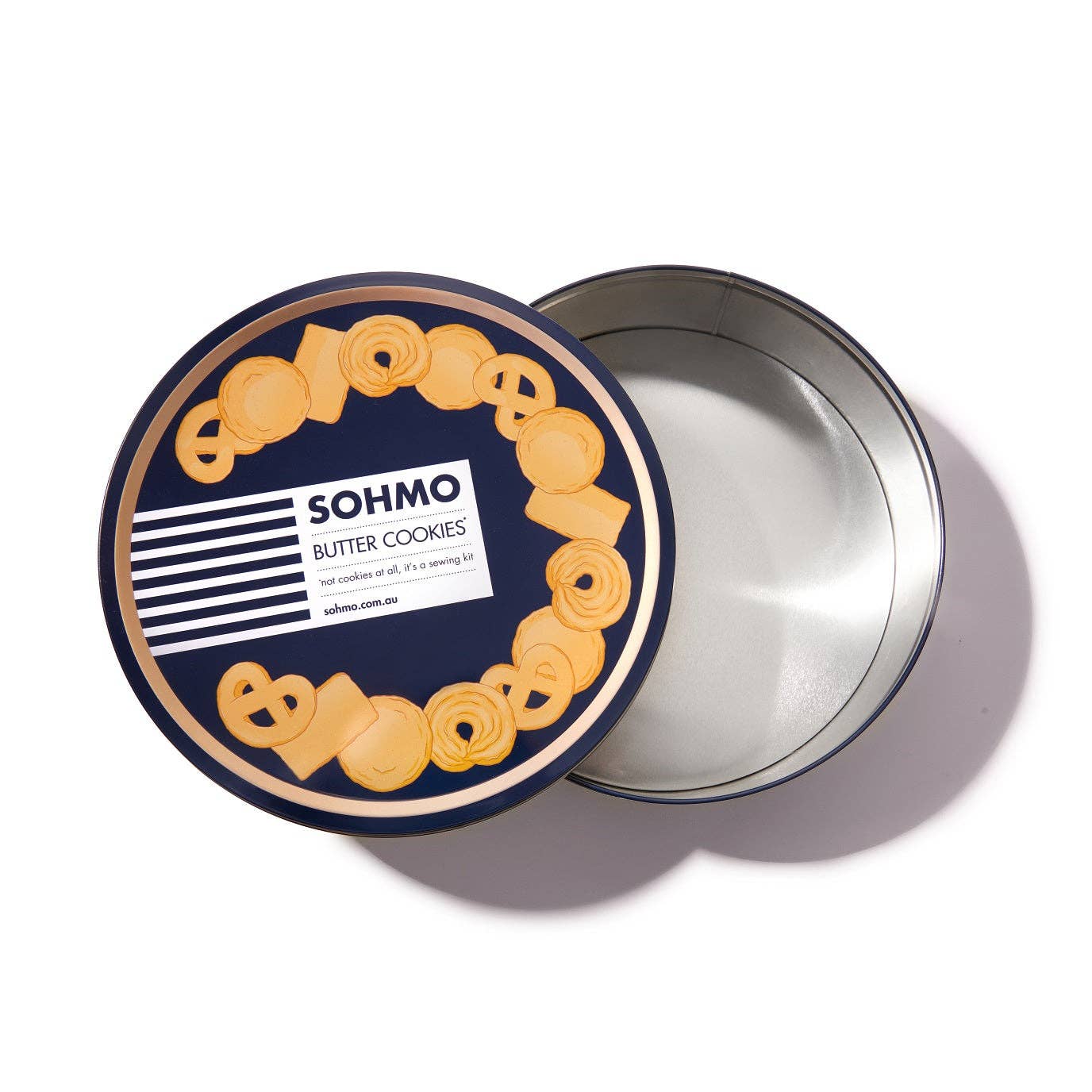 SOHMO Butter Cookies Tin - Empty | 23cm Keepsake Storage Tin