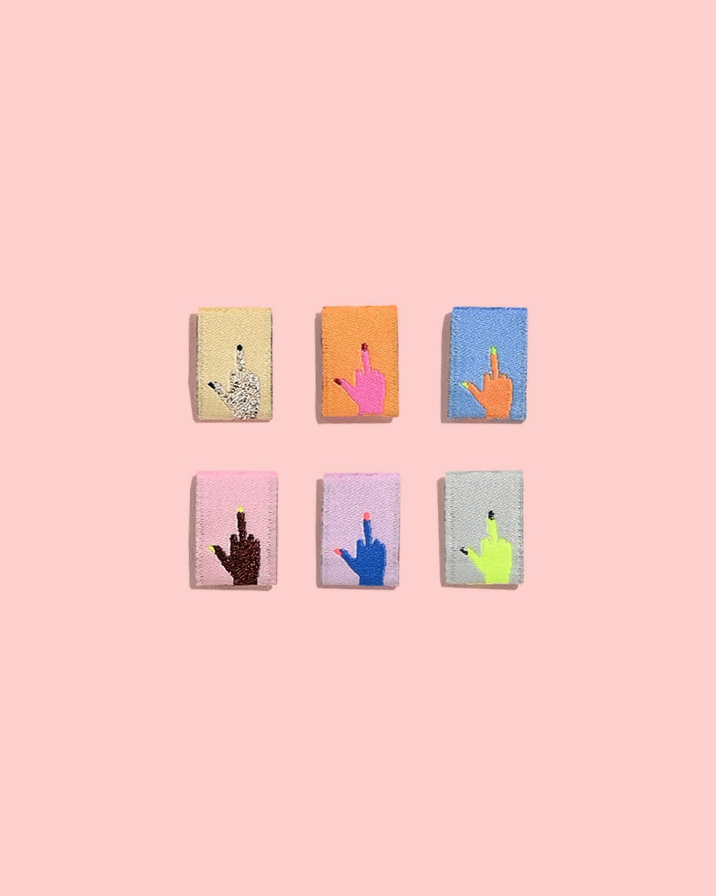 Middle Finger Mini Hands Woven Labels