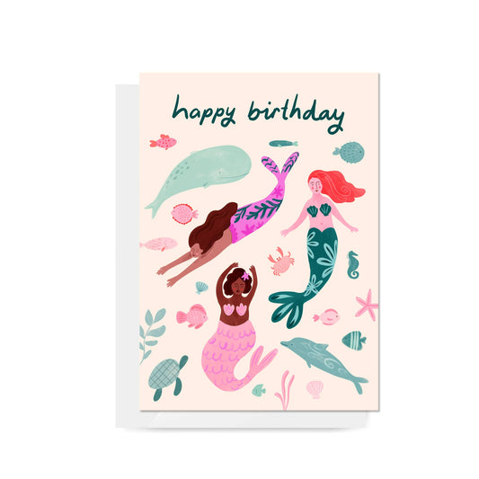 Mermaids "Happy Birthday" Greeting Card