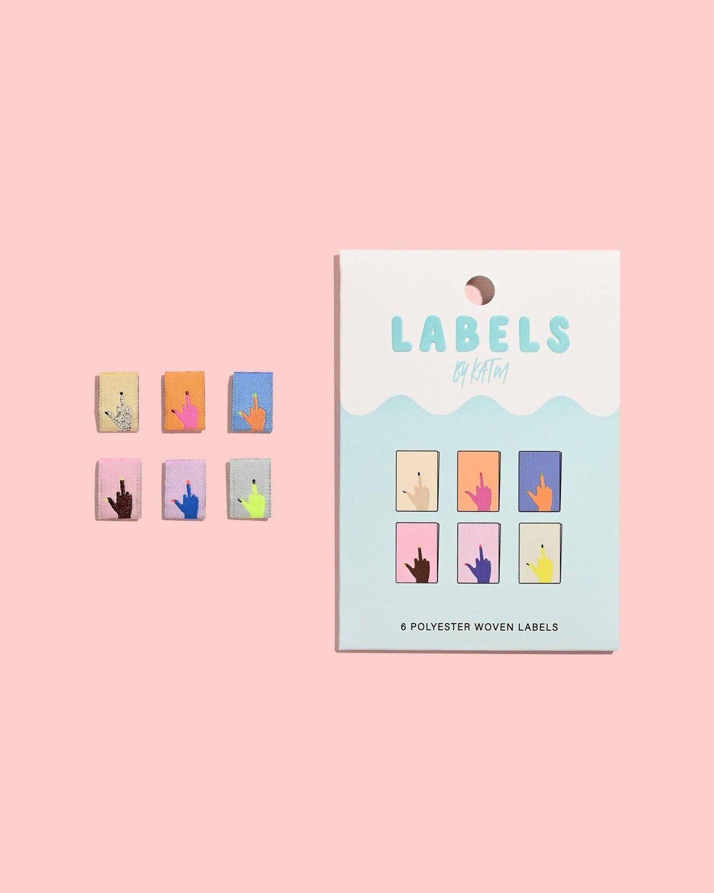 Middle Finger Mini Hands Woven Labels