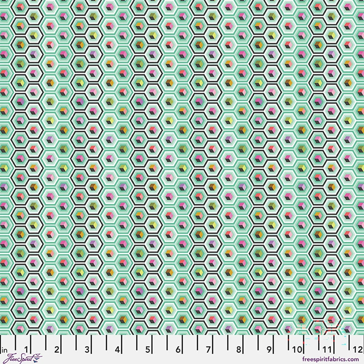 FreeSpirit Tula Pink Prince Charming Déjà Vu Hex Box - Sweetmint