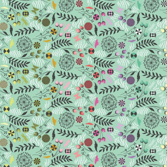FreeSpirit Tula Pink Prince Charming Déjà Vu Dandelion - Sweetmint