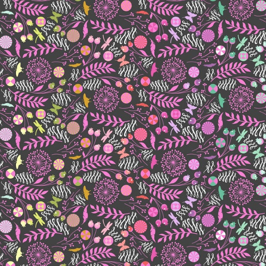 FreeSpirit Tula Pink Prince Charming Déjà Vu Dandelion - Licorice