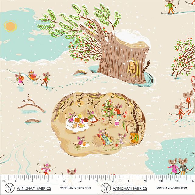 Heather Ross Favourites - Christmas Mice in Cream