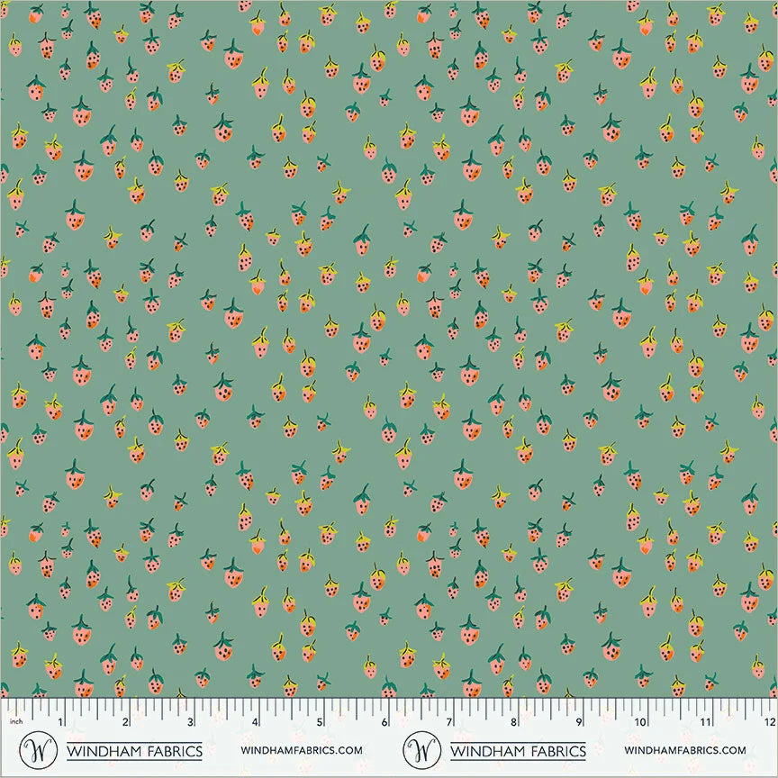 Heather Ross Favourites - Teal Strawberries