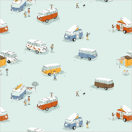 Heather Ross Favourites - Bus in Aqua