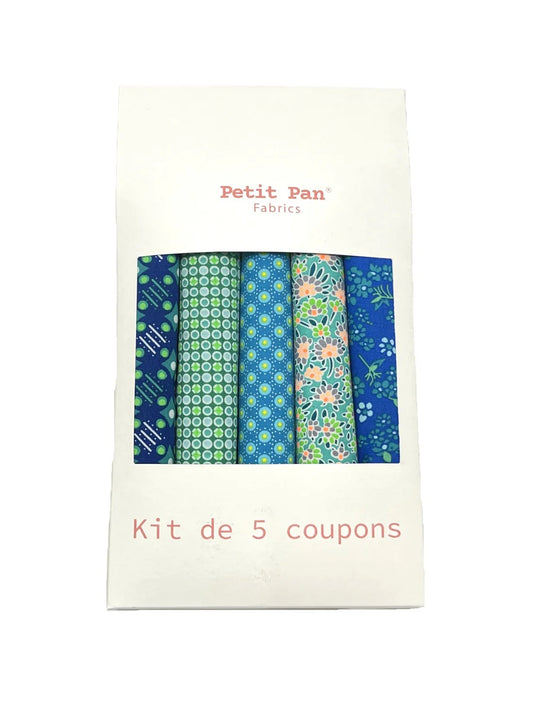 Kit de 5 coupons tissu coton popeline Zazen Outremer