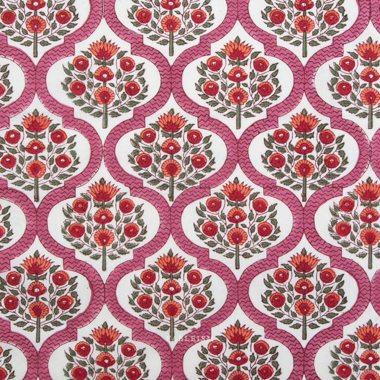Indian Block Prints: Cottage - BPCT-04-LAT-PINK
