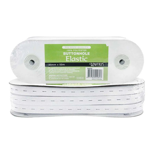 Uni-Trim Button Hole Elastic - 20mm - White