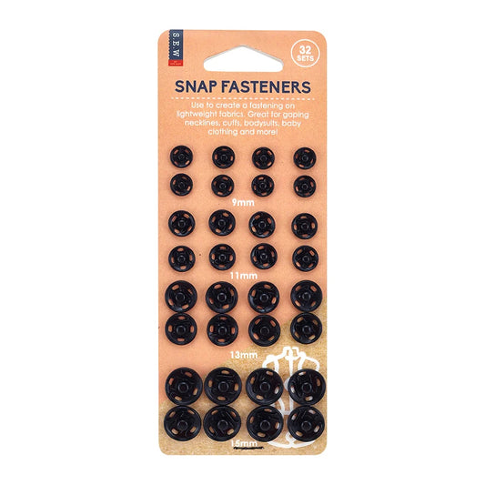 S.E.W - Snap Fasteners - Black - Assorted