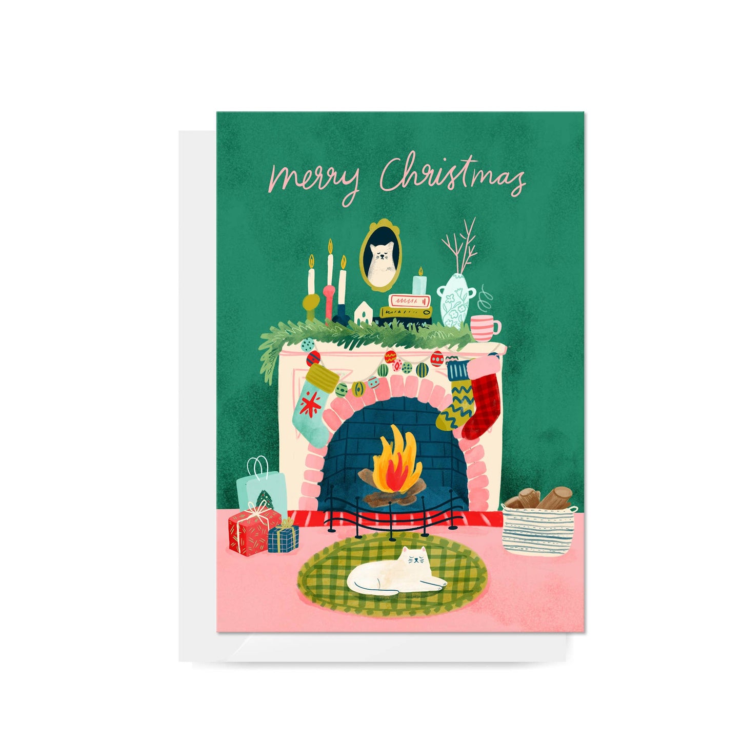 Cosy Fireplace "Merry Christmas" Greeting Card