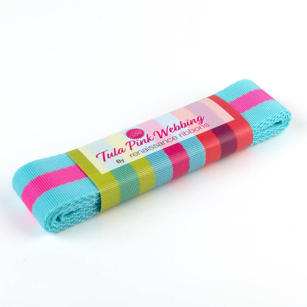 2yd Aqua and Hot Pink - 1.5" Nylon Webbing