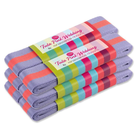 2yd Lavender and Pink - 1.5" Nylon Webbing - by Tula Pink