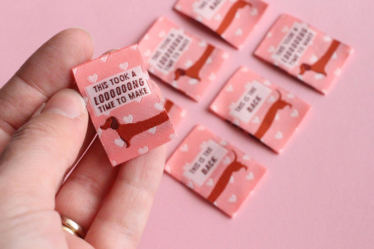 Sausage Dog Labels - Pack of 6 Double Sided Sewing Labels