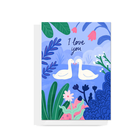 Swans "I Love You" Greeting Card